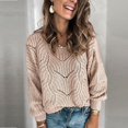thumbnail image 4 of Sweaters for Women 2025 Fall Winter Long Sleeve Crewneck Hollow Out Knit Sweater Jumper Top Womens Pullover Sweaters, 4 of 8