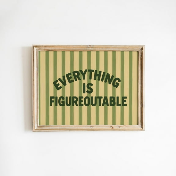 Miluva Everything Is Figureoutable Quote Print Retro Striped Motivational Poster Decor For Living Room Bedroom, 8x12 UNFRAMED