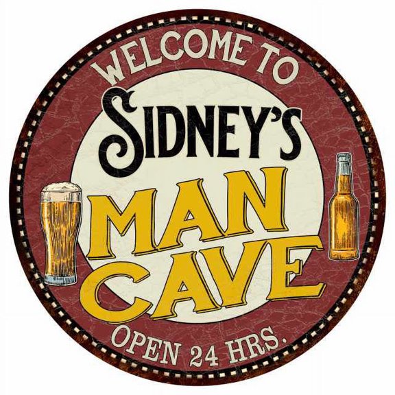 Sidney's Man Cave 12" Round Metal Sign Kitchen Bar Wall Décor 200120035349