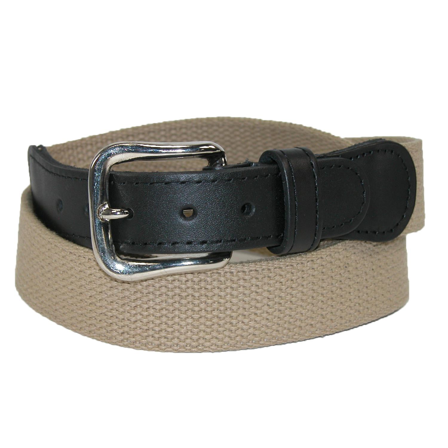 Boston Leather Men's Big & Tall Cotton  Belt with Leather Tabs