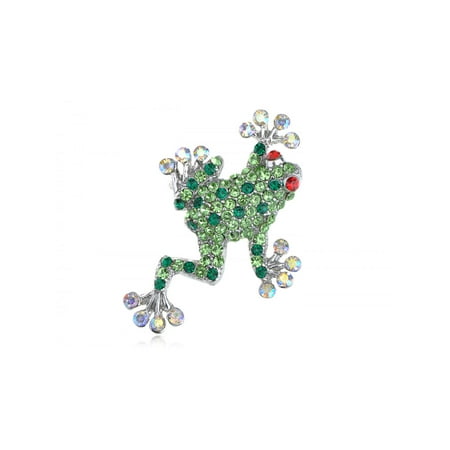 - Studded Peridot Fashion Jewelry Ruby Red Eye Opal Crystal Rhinestone Frog Brooch Pin
