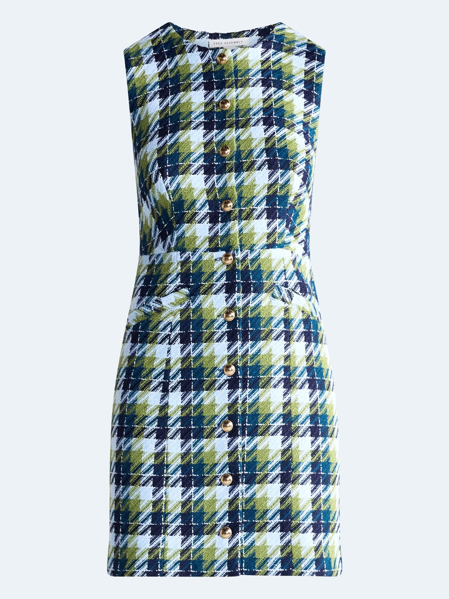 Free Assembly Women's and Women's Plus Sleeveless Tweed Mini Dress, Sizes 0-28