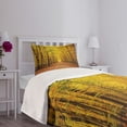 thumbnail image 5 of Ambesonne Fall Quilted Bedspread Set 2 Pcs, Seasonal Scenic Park, Twin Size, Pale Green Orange Brown, 5 of 6