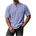 thumbnail image 3 of akafmk Mens Waffle Shirts Short Sleeve Crewneck T-shirts Button Front Sporty Daily Wear Summer Casual Shirts, Size 3XL, 3 of 8