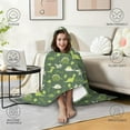 thumbnail image 4 of Wearable Blanket,DarkGreen Cartoon Dinosaurs Plants Pattern Hooded Wearable Flannel Blanket for Adults & Teens,Winter Poncho Shawl Wrap Cape Cozy Anti-Pill,50"x60", 4 of 5