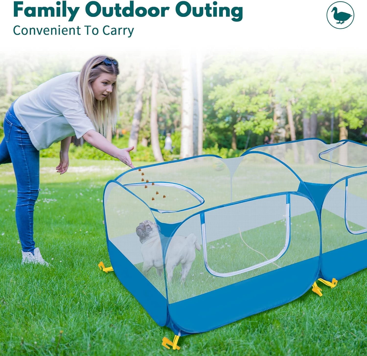 73" Large Small Animal Playpen with Detachable Bottom, Portable Chicken Coop Run and Chick Brooder, Pop Up Pet Enclosure Tent for Guinea Pigs, Bunnies, Puppies, Cats, Indoor/Outdoor Exercise Pen