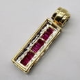 thumbnail image 2 of Bluebelljewels Baguette Cut Lab Created Ruby Bar Pendant 14K Two-Tone Gold Finish, 2 of 3