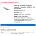 thumbnail image 2 of Front Left Driver Side Turn Signal Assembly - Compatible with 2011 - 2014 Nissan Juke 2012 2013, 2 of 2