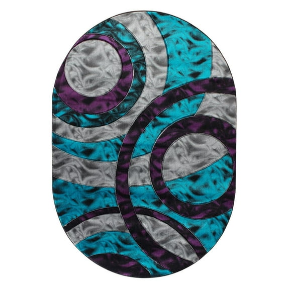 Orelsi Collection Polypropylene Blue And Gray 5'2" X 7'5" Area Rugs OR5858OV