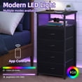 thumbnail image 2 of Fairy Nightstand with Charging Station and LED Light, Side Table with 4 Fabric Drawers, Bedside End Table, Night Stand for Bedroom, Black, 2 of 6