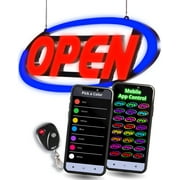 GLI Led Open Sign for Business  Stand Out with 64 Super-Bright Color Combos to Match Your Brand, Programmable App  Neon Flash, or Scroll  15 x 32 inch