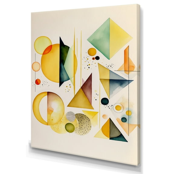 Designart Yellow Multi Shape Abstract I Canvas Wall Art