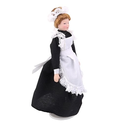 1:12 Dollhouse Miniature Porcelain Dolls Victorian Miss Purple Dress Hat LadWFI 