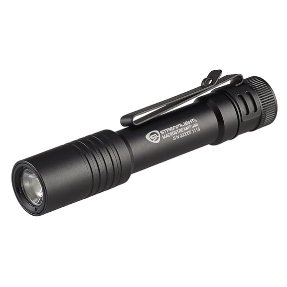 Streamlight 500 Lumen MacroStream USB Flashlight with USB Cord and Lanyard - Black