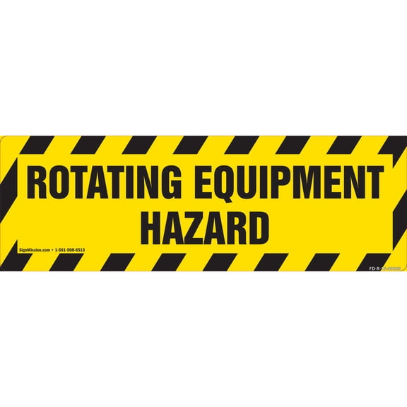 Rotating Equipment Hazard Non-Slip Floor Marker | 6 Pack of 6" X 18" Vinyl Decal | Protect Your Business, Work Place & Customers |  Made in The USA