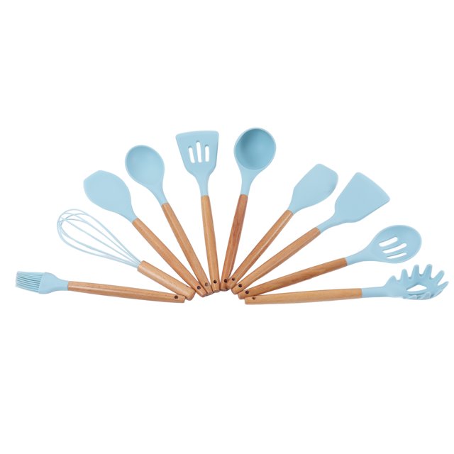 Kitchenware, Harmless Heat Resistance Silicone Wooden Handle Cooking Utensils for Household