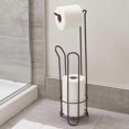 thumbnail image 3 of Stainless Steel Floor Standing Paper Roll Towel Holder Stand Organizer Toilet Paper Rack Bathroom Vertical Storage Bask, 3 of 5