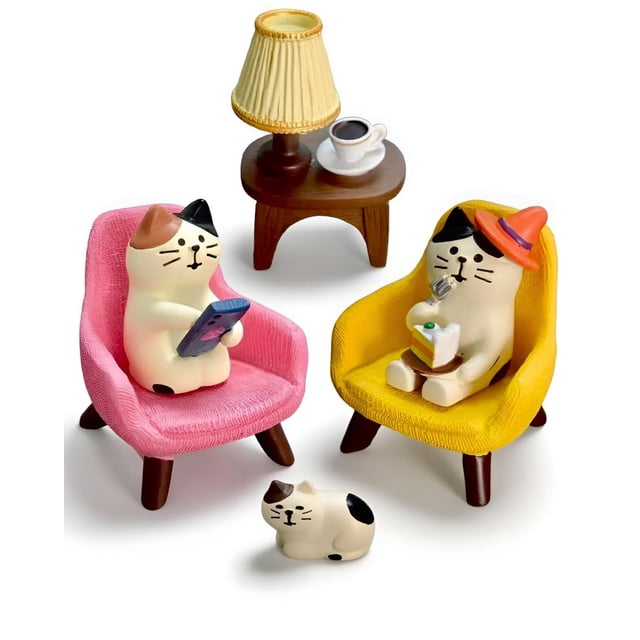 Conjunto de Figuras Miniatura de Gatos Inufcub de 6 Piezas en Resina para Decoración