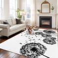 thumbnail image 2 of Rectangle Area Rugs 5 x 7 Ft, Dandelion Non-Slip Residential Carpet, Black White Modern Country Rustic Plants Indoor Crawling Mats Runner Rugs for Living Room/Dining Room/Bedroom, 2 of 8