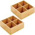 thumbnail image 1 of 2 pack bamboo compartmentalized storage box, drawer organizer for kitchen pantry cabinets for snacks, spices, etc., 1 of 5