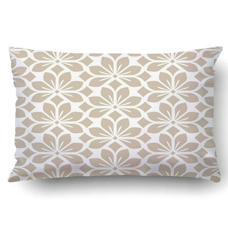 - ARTJIA Abstract floral leaf beige and white Pillowcase Throw Pillow Cover Case 20x30 inches