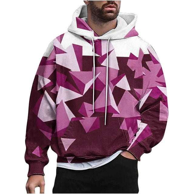 Rbaofujie Chandails à Capuchon pour Garçons Hommes Mode Décontractée Chandails en Molleton à Capuche Col Rond Imprimé Pull Manches Longues Hauts Chandails en Molleton pour Hommes