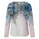 thumbnail image 5 of Blusa de manga larga con cuello redondo y estampado de flores florales para mujer Pompotops  FGAJ6784, 5 of 5