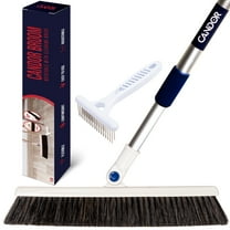 Candor Rotatable Swivel Push Broom | 63 Inch Long Lightweight Flexible Cleaning Brush Swiftly Glides Under Beds, Tables, Sofas, Ovens | Also Includes A Handy Brush to Clean The Broom | 18 Inch Head
