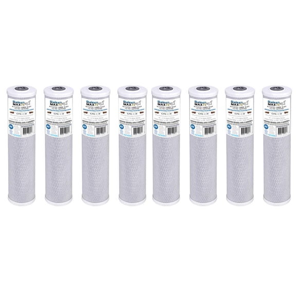 Lot de 8 de Baleen Filters 10 Pouces x 2.5 Pouces 1 Micron Cartouche de Filtre à Charbon de Performance de Remplacement pour HDX CB-25-1001, Watts WCB10-CHLORA, Pentek CCBC-10