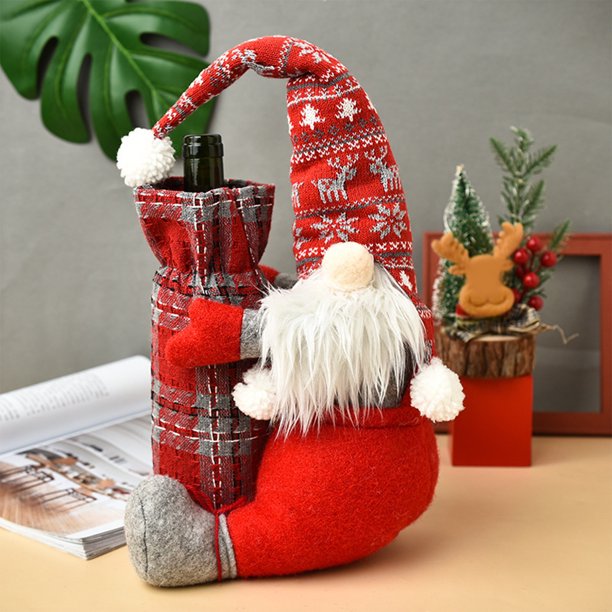 Botella de Vino En Forma de Muñeco Sin Rostro de Navidad Xihbxyly Decoración para Mesa Navideña
