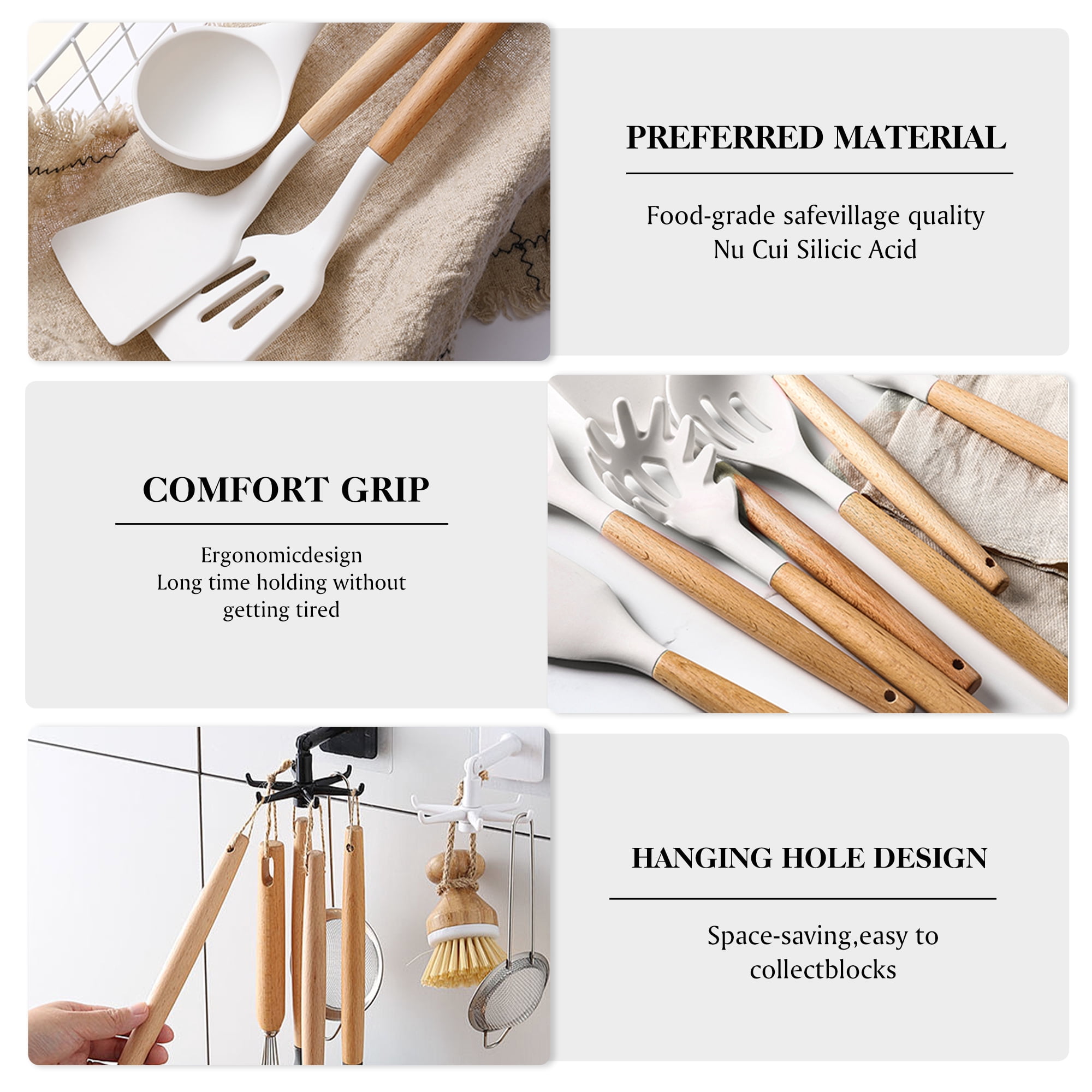 Silicone Kitchenware Set, 44-Piece Non-Stick Cooking Utensils Kitchen Set, Non-Stick 446°F/230°C Heat-Resistant Cookware (white)