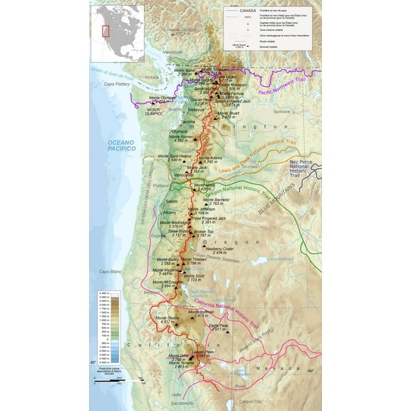 Wall Art Impressions Trails of Cascade Range Map-It Photo Paper, 24x42
