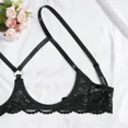 thumbnail image 3 of Sexy Underwire Floral Lace Mesh Sheer Lingerie Set for Women See Through Bra and Thong 2 Piece, 3 of 8