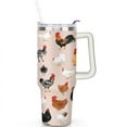 thumbnail image 2 of Rooster and Hen 40 Oz Tumbler with Handle Lid and Straw, Stainless Steel Double Walled Vacuum Insulated Cup, Cute Anniversary Wedding Birthday Gifts Tumbler for Women Men Friends Outdoor Indoor, 2 of 7