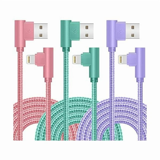 wonima11 iPhone Charger, Apple MFi Certified 3Pack 6FT Lightning Cable, 90 Degree Fast Charging Cables Cord Compatible for 14/13 mini/13/12/11 Pro MAX/XR/XS/8/7/Plus/6S/SE