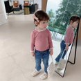 thumbnail image 5 of Baby Girl Kids Blouses Long Sleeves Solid Color Doll Collar Tops Blouse 1-7T, 5 of 6