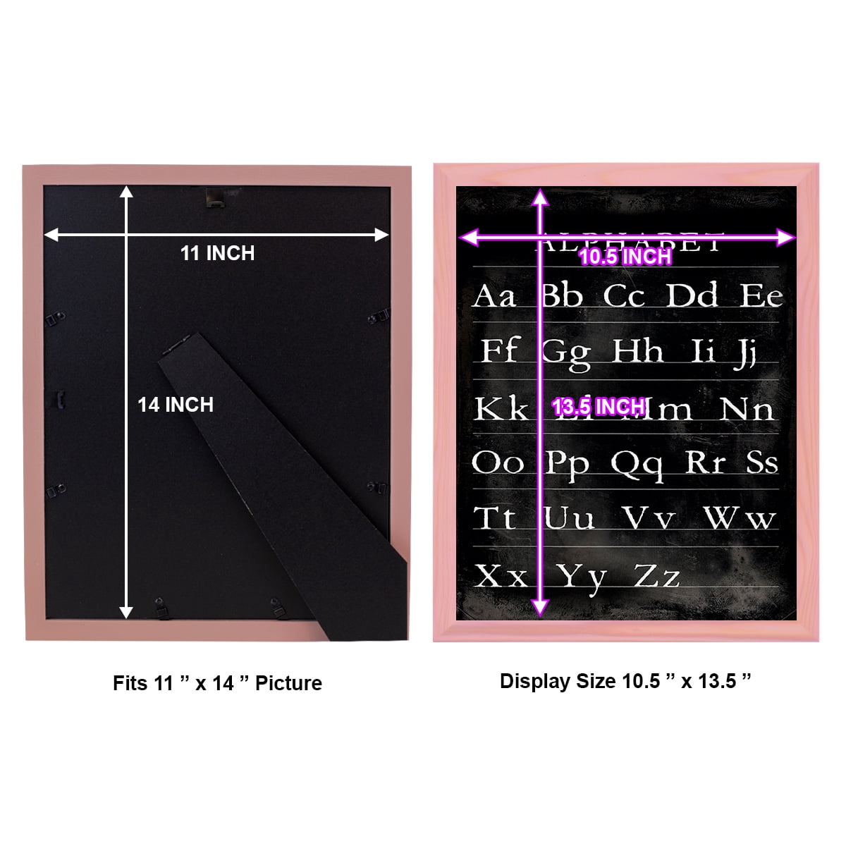 Alphabet Chart - Framed Print w/glass - Sunset Pink