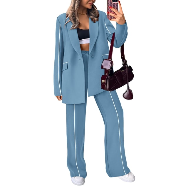 Traje PRETTYGARDEN Otoño 2 Piezas Blazer Oversize Pantalones Anchos XL