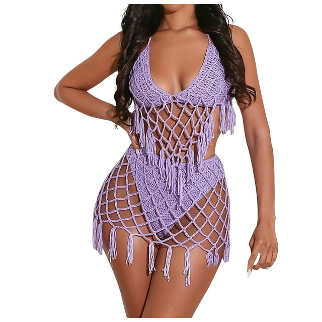 Traje de baño de 2 piezas para mujer, trajes de baño para mujer, traje de baño de punto con cuello colgante para mujer con ropa interior, traje de baño para mujer