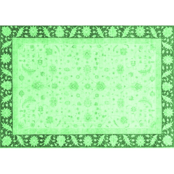 Ahgly Company Indoor Rectangle Abstract Emerald Green Modern Area Rugs, 4' x 6'
