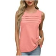 thumbnail image 2 of Otvok Ladies Summer Solid Color Camisole Sleeveless Tank Top with Pleats On The Chest, 2 of 6