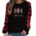 thumbnail image 1 of T-shirts de Noël pour Femmes à Carreaux Manches Longues Mode Graphiques T-Shirts Col Rond Raglan Vacances Baseball Hauts, 1 of 7