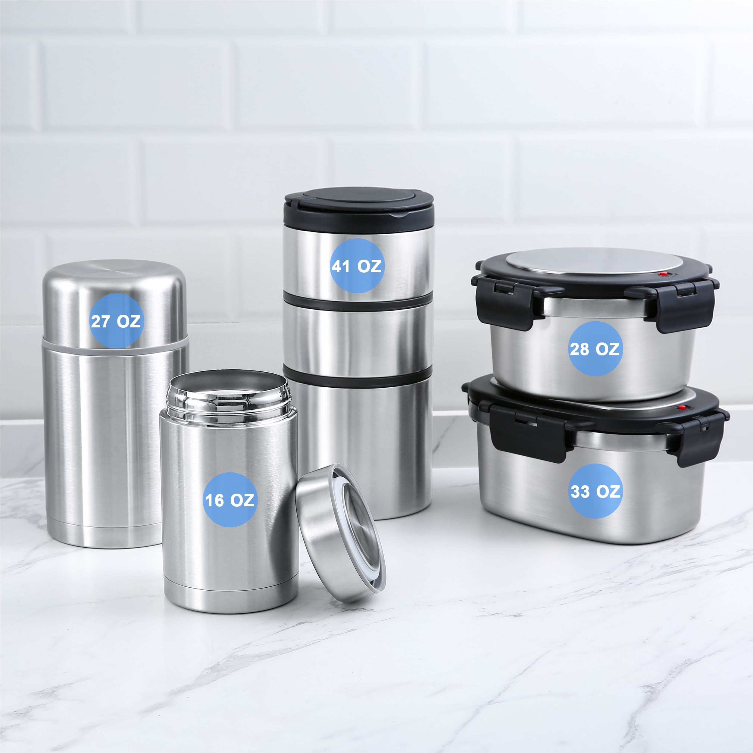 Mainstays Stainless Steel Food Jar, 27 oz