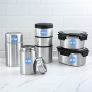 (2 pack) Mainstays Stacking Food Jar Insulated Food Storage Container, Stainless Steel, Round, 41 oz, Ideal Use for Workday Meals and Travel to Keep Meals Hot and Cold