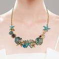 thumbnail image 4 of ievspot  Exaggerated Women Necklace Ocean Theme Starfish Coral Shell Faux Pearl Rhinestone Decor Adjustable Length Lady Vacation Beach Neck Jewelry, 4 of 8