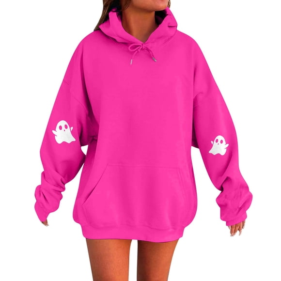 NMMUED Womens Halloween Apparel, Hooded Sweatshirt Women, Halloween Sweatshirts for Women, Oversized Hoodie, Halloween Sweatshirts, Pullover Hoodies, Hot Pink S