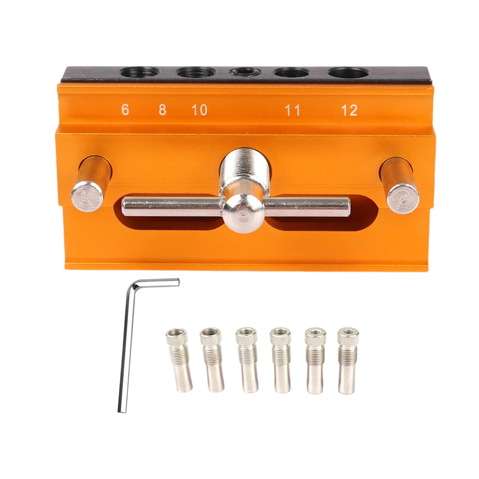 figatia Dowel Jig for Straight Holes Set Tool Versatile Adjustable Width 0.4inch-2.3inch Drill Jig with 6 Guide Bushings Golden