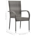 thumbnail image 4 of vidaXL Stackable Outdoor Chairs 6 pcs Grey Poly Rattan, 4 of 5