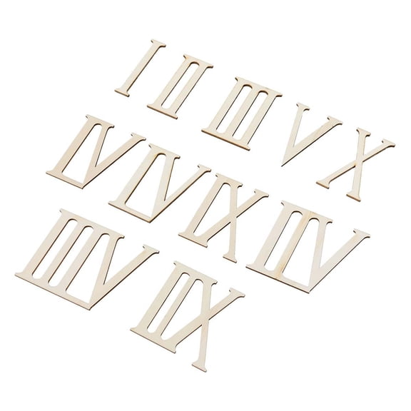 BESTOYARD 24 Pcs Wood Roman Numerals Beige DIY Craft Household Bedroom Ornaments Wedding Ornaments