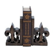 Woodland Import 14415 Book End Pair with Bold Fleur De Lis Motif